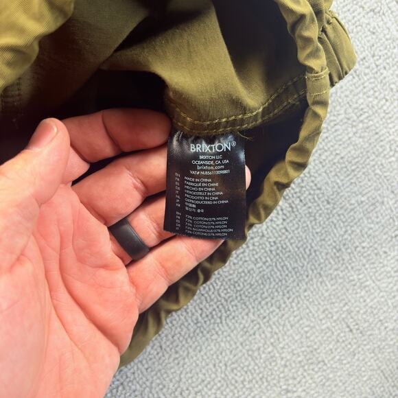 Brixton Patrol Anorak Jacket Men's Medium Olive Green 1/4 Zip Kangaroo Pocket - Picture 4 of 7